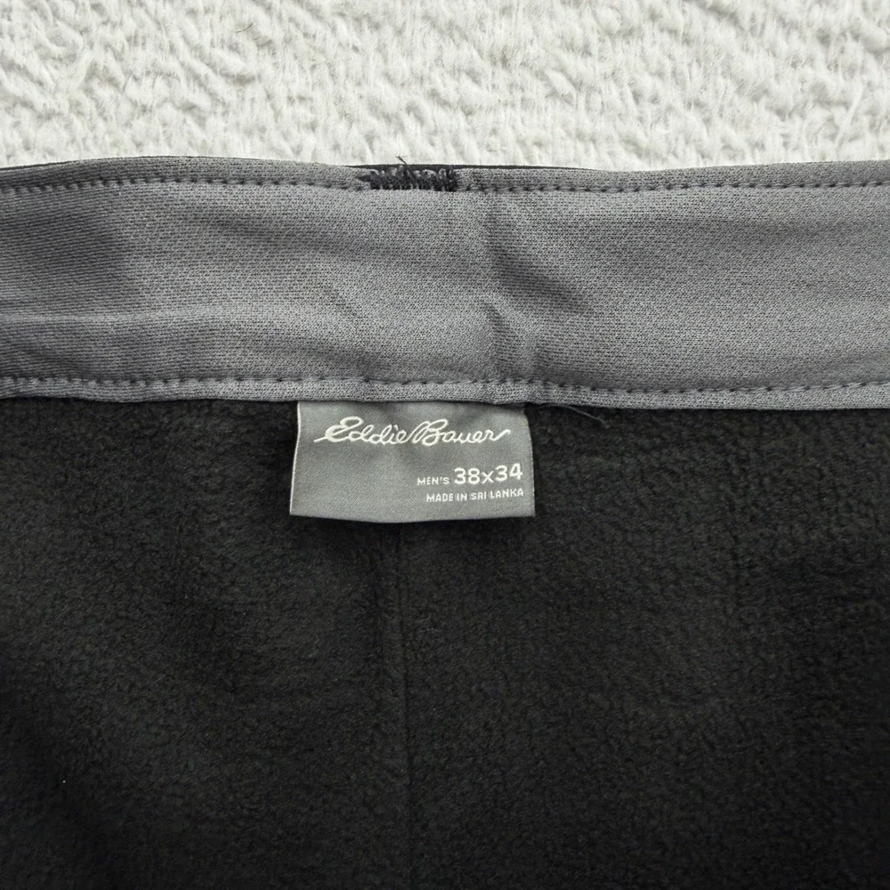 Eddie Bauer Mens Fleece Lined Tech Pants Black‎ 38x34 Hiking Winter 283947
